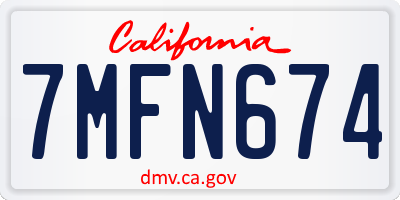 CA license plate 7MFN674