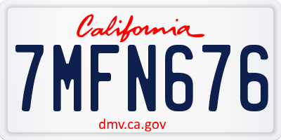 CA license plate 7MFN676