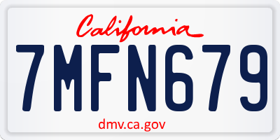 CA license plate 7MFN679