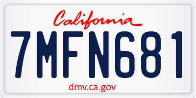 CA license plate 7MFN681