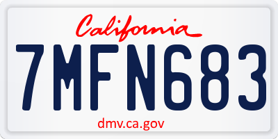 CA license plate 7MFN683