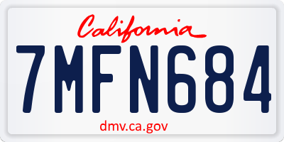 CA license plate 7MFN684