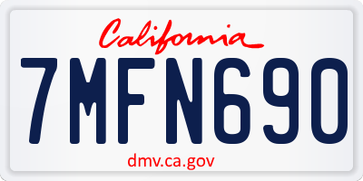 CA license plate 7MFN690