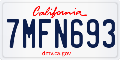 CA license plate 7MFN693