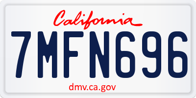 CA license plate 7MFN696