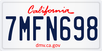 CA license plate 7MFN698