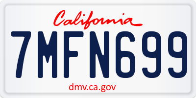 CA license plate 7MFN699