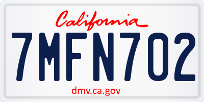 CA license plate 7MFN702