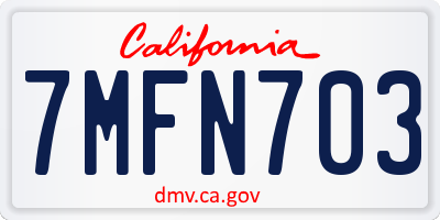 CA license plate 7MFN703