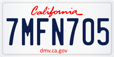 CA license plate 7MFN705