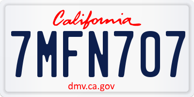 CA license plate 7MFN707