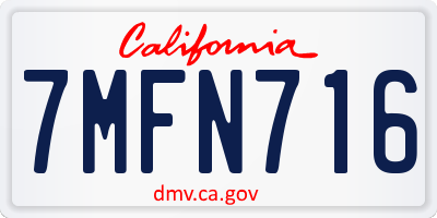 CA license plate 7MFN716