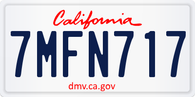CA license plate 7MFN717