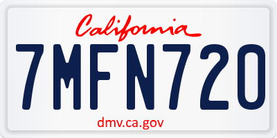 CA license plate 7MFN720