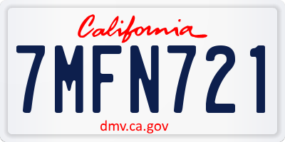 CA license plate 7MFN721
