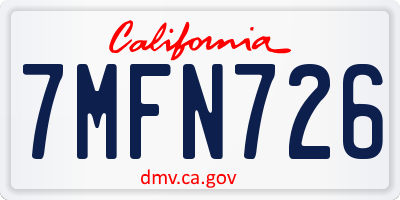CA license plate 7MFN726