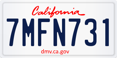 CA license plate 7MFN731
