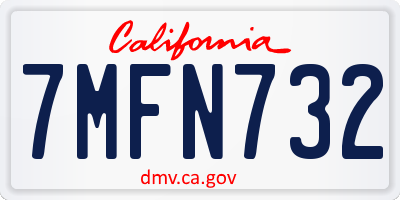 CA license plate 7MFN732