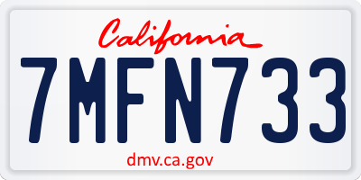CA license plate 7MFN733