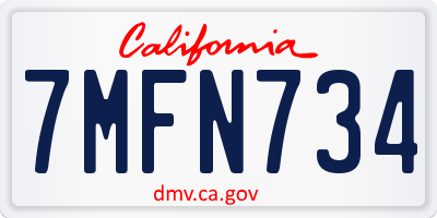 CA license plate 7MFN734