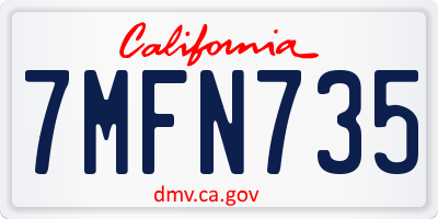 CA license plate 7MFN735