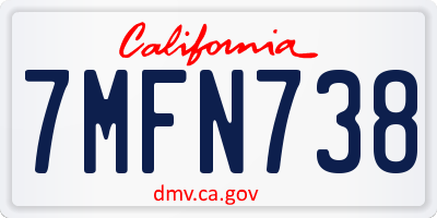CA license plate 7MFN738