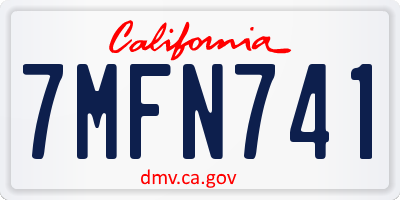 CA license plate 7MFN741