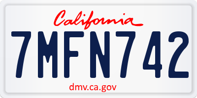 CA license plate 7MFN742