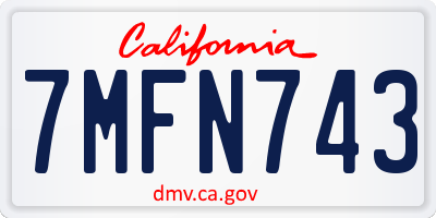 CA license plate 7MFN743