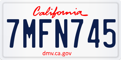 CA license plate 7MFN745