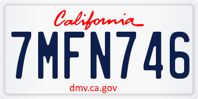 CA license plate 7MFN746