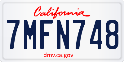 CA license plate 7MFN748