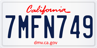 CA license plate 7MFN749