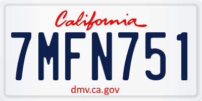CA license plate 7MFN751