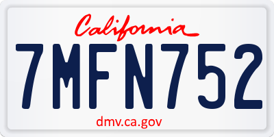CA license plate 7MFN752