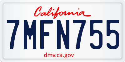 CA license plate 7MFN755