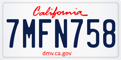 CA license plate 7MFN758