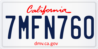 CA license plate 7MFN760