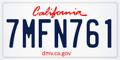 CA license plate 7MFN761