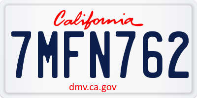 CA license plate 7MFN762