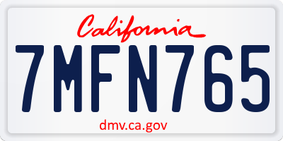 CA license plate 7MFN765