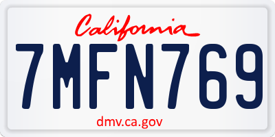 CA license plate 7MFN769