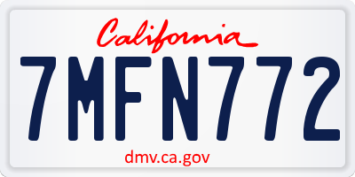 CA license plate 7MFN772