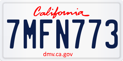 CA license plate 7MFN773
