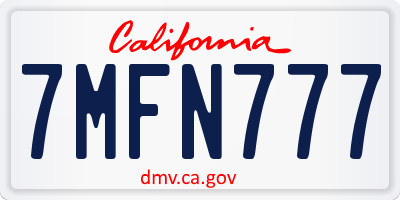 CA license plate 7MFN777