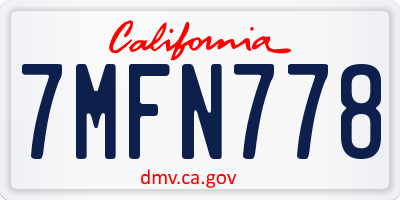 CA license plate 7MFN778