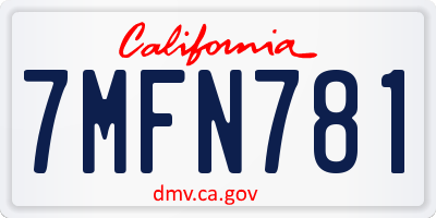 CA license plate 7MFN781