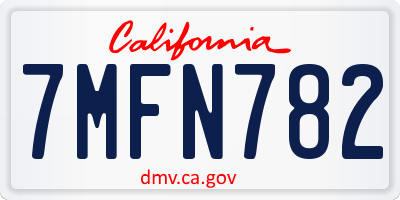 CA license plate 7MFN782
