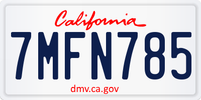 CA license plate 7MFN785