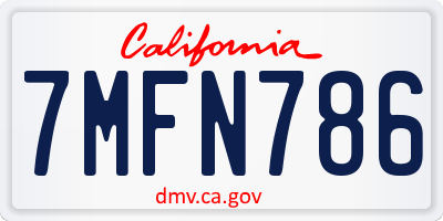 CA license plate 7MFN786